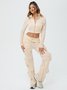 Jersey Plain Top With Pants Two-Piece Set