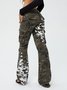 Twill Color Block Flare Pants Cargo Pants