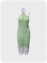 【Final Sale】Edgy Green Mesh Double Layer Y2K Dress Midi Dress