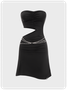 【Final Sale】Y2K Black Cut Out Metal Chain Dress Mini Dress
