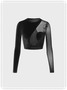 【Final Sale】Street Black Mesh Asymmetrical Design Top T-Shirt