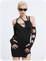 【Final Sale】Edgy Black Lace Up Asymmetrical Design Cyberpunk Dress Mini Dress