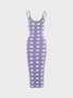 【Final Sale】Y2K Vacation Purple Spaghetti Strap Lace-Up Design Vocation Dress Midi Dress