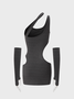 【Final Sale】Edgy Deep Gray Cut Out Asymmetrical Design Dress Mini Dress