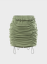 【Final Sale】Y2K Army Green Wrinkled Elastic Strap Drawstring Bottom Skirt