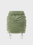 【Final Sale】Y2K Army Green Wrinkled Elastic Strap Drawstring Bottom Skirt