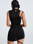 【Final Sale】Edgy Black Asymmetrical Design Cut Out Cyberpunk Dress Mini Dress