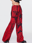 【Final Sale】Punk Red Graffiti Removable Straps Cargo Halloween Bottom Pants