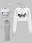 【Final Sale】Edgy White Body Print Top Hoodie & Sweatshirt