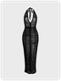 Edgy Black Knit wear Ripped Dress Midi Dress