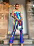 Edgy Multicolor Body print Tube Jumpsuit