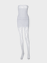 Lace Mesh Plain Tube Dress With Tights Two-Piece Set