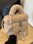 Artificial Fur Plain Shoulder Bag