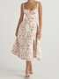 Square Neck Floral Gallus Maxi Dress