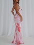 Halter Tie-Dye Pattern Sleeveless Maxi Dress