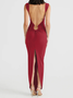 Backless Spaghetti Plain Sleeveless Maxi Dress