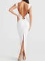 Backless Spaghetti Plain Sleeveless Maxi Dress