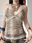 Lace Spaghetti Animal Print Cami