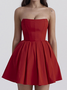 Strapless Plain Sleeveless Mini Dress