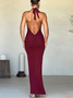 Halter Plain Sleeveless Maxi Dress